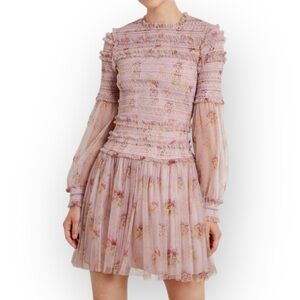 Needle & Thread Pink Floral Long Sleeve Dress